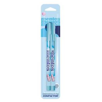 CANETA ESFER POP MENTOS C/2 0,7MM - AZUL CLARO - UN - COMPACTOR