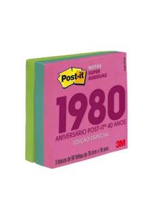 POST IT BLOCO ADESIVO 90F - 76X76 - C/3 SUPERNOVA - UN - 3M