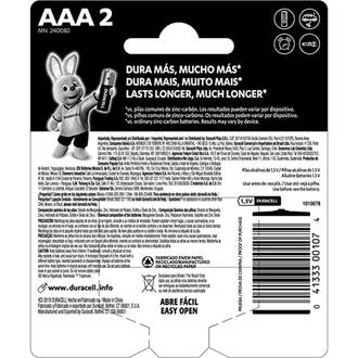 PILHA ALCALINA AAA PALITO COM 2 UNIDADES - UN - DURACELL