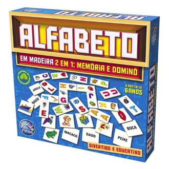 ALFABETO 2 EM 1 MEMORIA E DOMINO EM MADEIRA - 2904 - 51 PCS - UN - PAIS E FILHOS