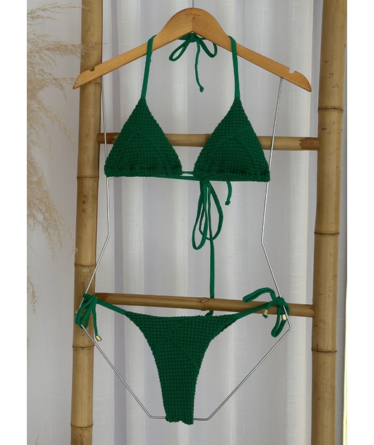BIQUÍNI CORTININHA CALCINHA DE AMARRAR VERDE COLEÇÃO FOLIA