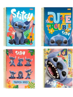 CADERNO 1/4 ESPIRAL CAPA DURA 80FLS - 3370754 - STITCH - UN - FORONI