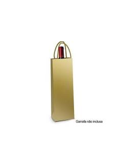 SACOLA DE PAPEL LAMINADA OURO METAL FOSCO - 35x13x8 GARRAFA - UN - CROMUS