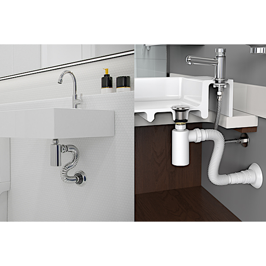 SIFÃO TUBO EXTENSÍVEL COM COPO PARA TANQUE E LAVÁTORIO ABS BRANCO BLUKIT
