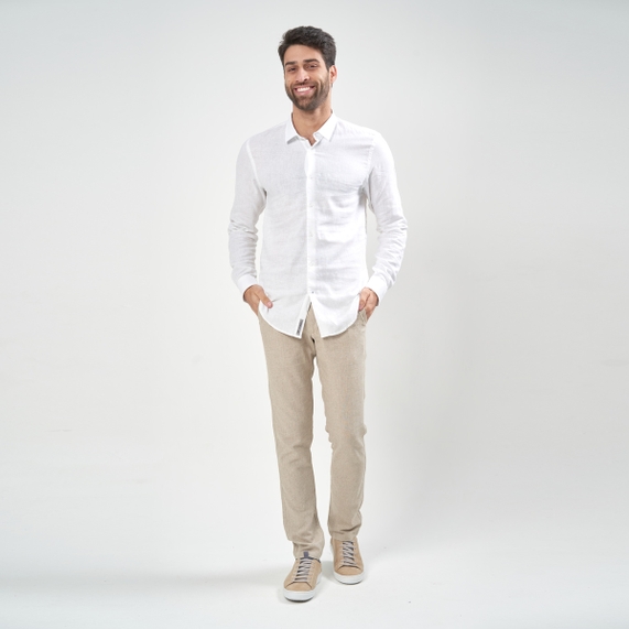 CAMISA LINHO MANGA LONGA BRANCA PADRÃO