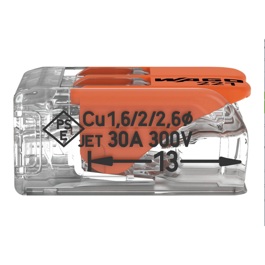 CONECTORES DE EMENDA PARA FIOS WAGO INLINE COM ALAVANCA Ref: 221-612