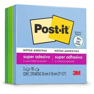 POST IT BLOCO ADESIVO 90F - 76X76 - C/3 OASIS - UN - 3M