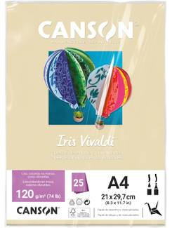 PAPEL IRIS VIVALDE 120G 25FL A4 - CREME - UN - CANSON