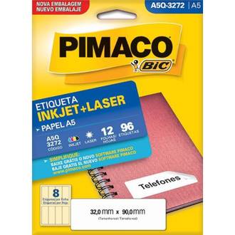 ETIQUETA INKJET/LASER A5 12FL A5Q-3272 - 32X90 - UN - PIMACO