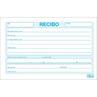 RECIBO COMERCIAL S/CANHOTO 50 FOLHAS 140X90MM - PCT 20 - TILIBRA