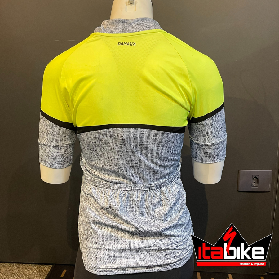 Camisa Damatta Bike Retro Cinza e Amarela