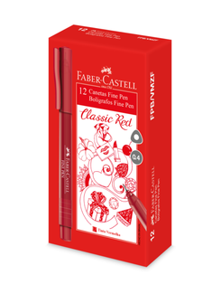 CANETA FINE PEN 0,4MM - COLORS - VERMELHO - CX 12 - FABER