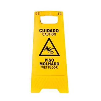 PLACA PLASTICA SINALIZADORA "PISO MOLHADO" - UN - NOBRE