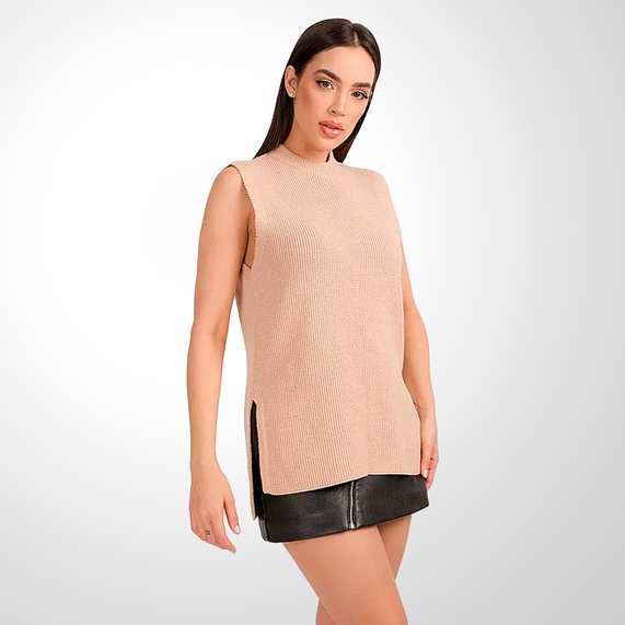 COLETE FEMININO EM TRICOT BEGE PADRÃO