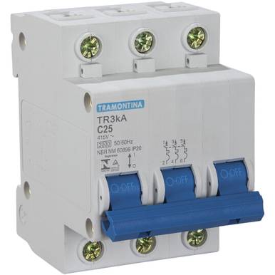 DISJUNTOR TRAMONTINA TR3KA  CURVA C 25 AMPERES 3P