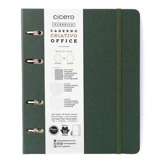 CADERNO ARGOLADO CLASSICA A5 /OFFICE DUO - VERDE OLIVA - UN - CICERO