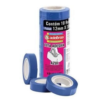 FITA ADESIVA COLORIDA 12X10  - AZUL - PCT 10 - ADELBRAS