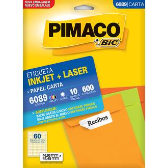 ETIQ INKJET/LASER CARTA 10FL 6089 - 16X44 - UN - PIMACO