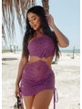 SAÍDA DE PRAIA RECORTE CURTA COM ARGOLA ROXO FÚCSIA COLEÇÃO PE NA AREIA - 1