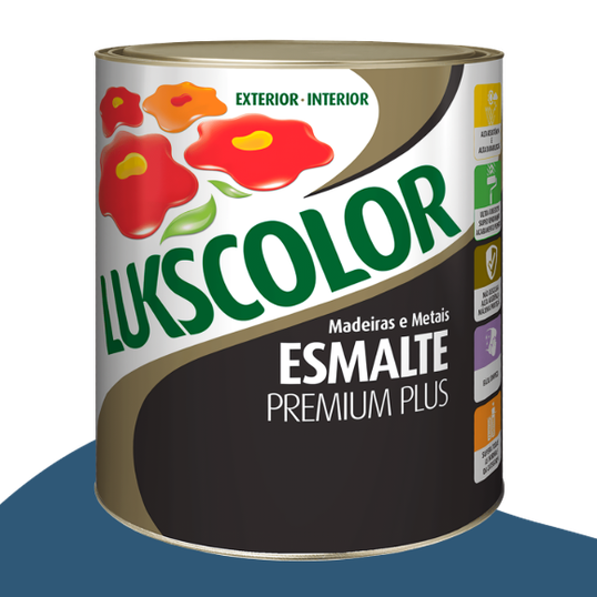ESMALTE SINTÉTICO LUKSCOLOR BASE SOLVENTE ALTO BRILHO AZUL FRANÇA 0.9L