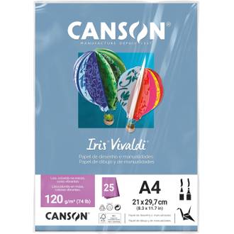 PAPEL IRIS VIVALDE 120G 25FL A4 - AZUL ROYAL - UN - CANSON