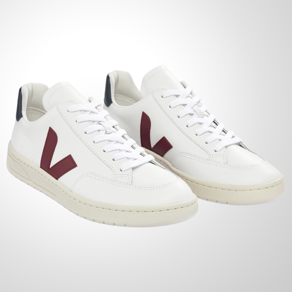 TÊNIS VEJA V-12 LEATHER WHITE MARSALA NAUTICO