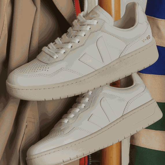 TÊNIS VEJA MASCULINO V-90 LEATHER WHITE