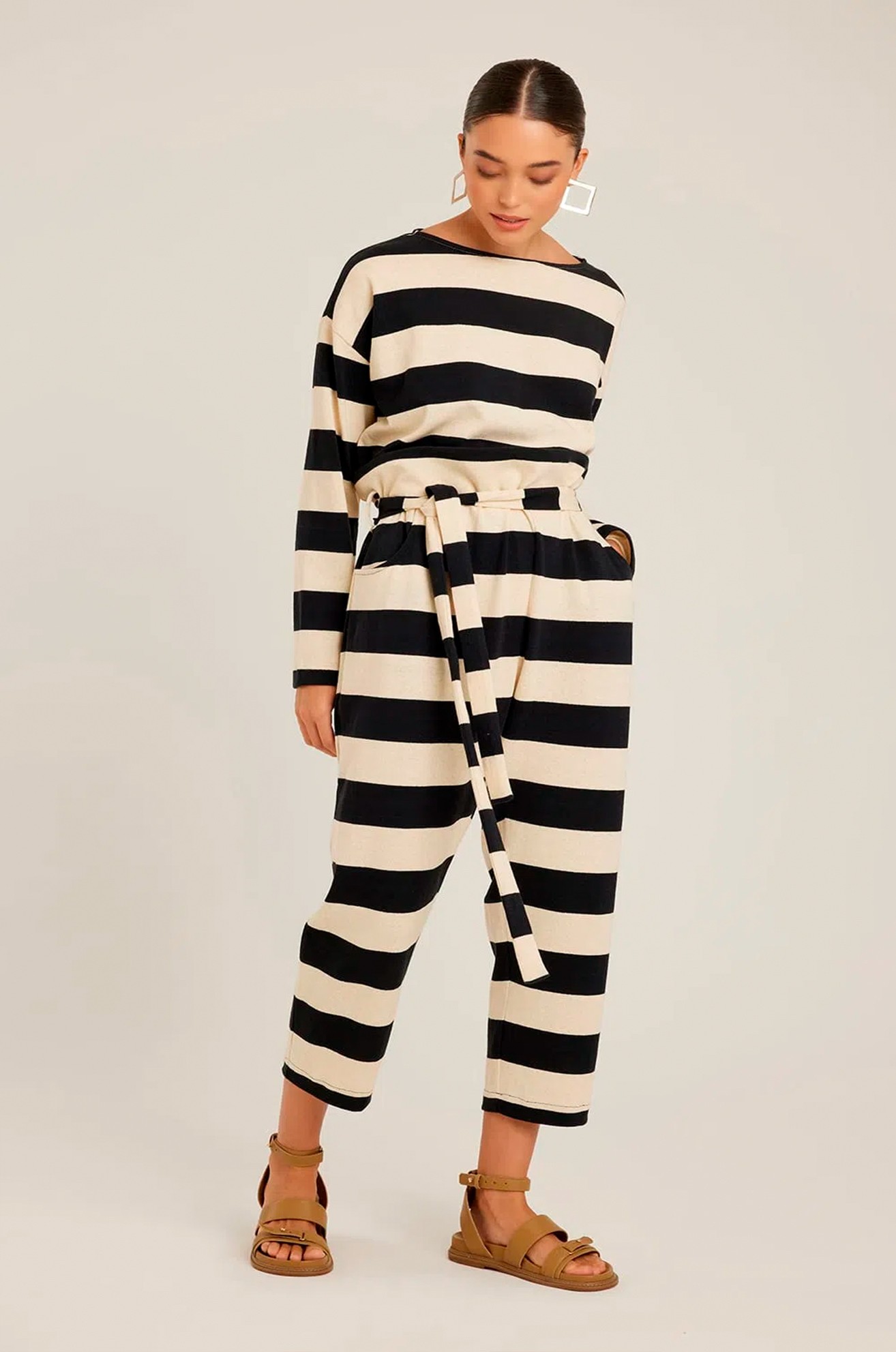 Calça amarração stripes listra