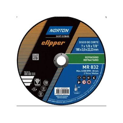 DISCO CORTE REFRATARIO CLIPPER MR832 NORTON 7(180x3,0x22mm)