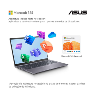 NOTEBOOK 15.6" X515KA-BR309WS CELERONN4500/4GB/128GB/W11 - CINZA - UN - ASUS