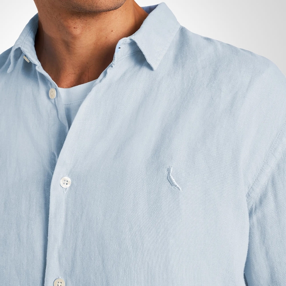 CAMISA RESERVA MASCULINA MANGA LONGA LINHO AZUL