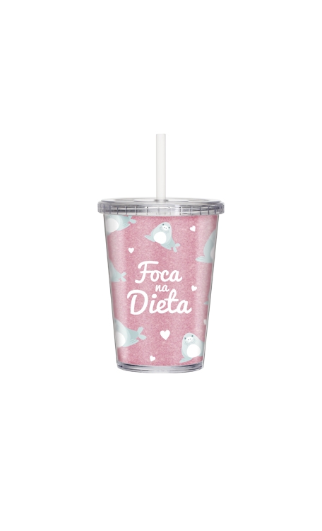 Copo Boccati Duplo 670ml com tampa e canudo (Dieta)