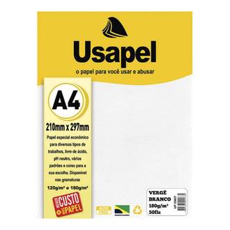 PAPEL VERGE 180G 50FL A4 25027 - BRANCO - UN - USAPEL