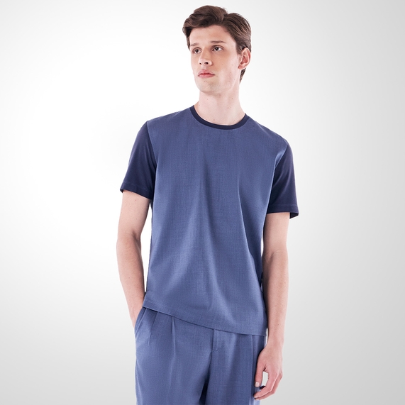 CAMISETA MASCULINA RICARDO ALMEIDA RECORTE TAILOR AIR AZUL
