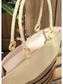 BOLSA LISTRADA COM ALÇA DE CORDA CARAMELO COM PRETA - 2