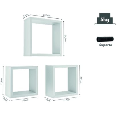NICHO LEVE DECORARE BRANCO (3PECAS) PRAT-K