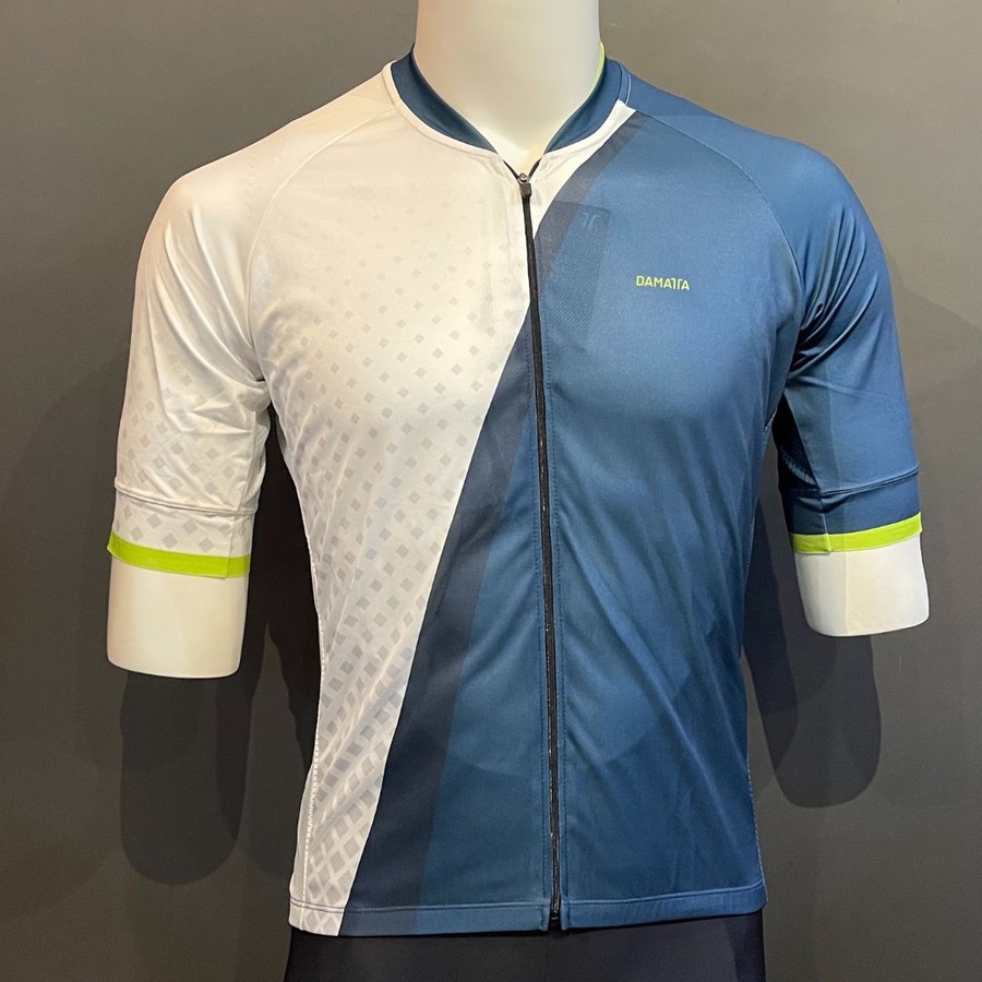 Camisa Damatta Bike Branca E Azul