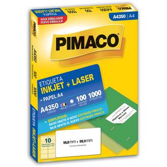 ETIQUETA INKJET/LASER A4 100FL A4350 - 55X99 - UN - PIMACO