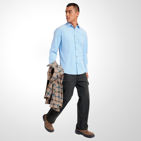 CAMISA ARAMIS MASCULINA VELUDO COTELÊ AZUL CLARO