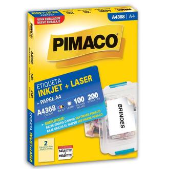 ETIQUETA INKJET/LASER A4 100FL A4368 - 143X199 - UN - PIMACO