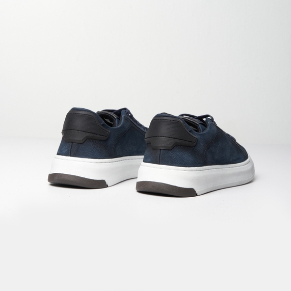 TÊNIS MASCULINO CASUAL COURO MARINHO PADRÃO
