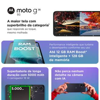 SMART MOTO G35 5G XT2433-2 OCTA-CORE/128GB/12GB/8MP/6.7P - GRAFITE - UN - MOTOROLA