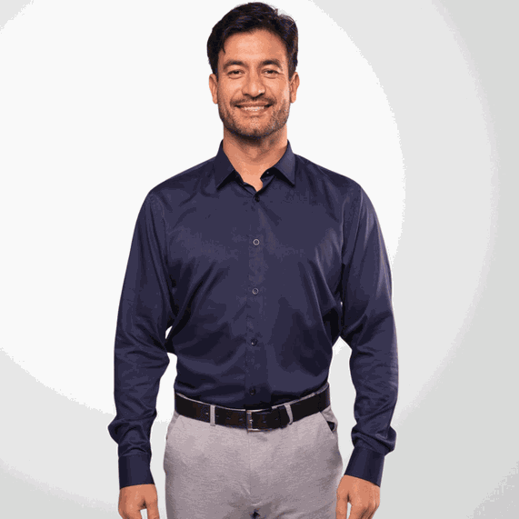 CAMISA MASCULINA CASUAL PADRÃO FIBRA BAMBU REGULAR MARINHO