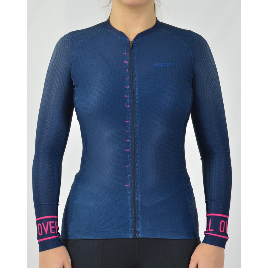 Camisa All Over Manga Longa Feminina Coleção Pro Azul e Rosa