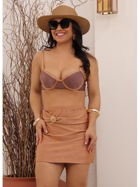 SAÍDA DE PRAIA MINI SAIA SOL BRONZE COLEÇÃO MARÉ ALTA