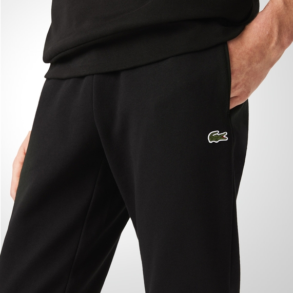 CALÇA MASCULINA ESPORTIVA EM FLEECE ALGODÃO PRETA LACOSTE