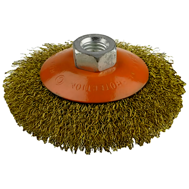 ESCOVA CÔNICA ONDULADA COM CERDAS EM AÇO LATONADO 100 M