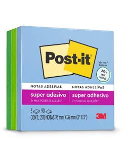 POST IT BLOCO ADESIVO 90F - 76X76 - C/3 OASIS - UN - 3M