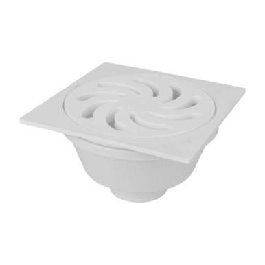 RALO SIFONADO QUADRADO COM GRELHA DE PVC BRANCO VORTICE  N 12 100 X 45 X 40 AMANCO