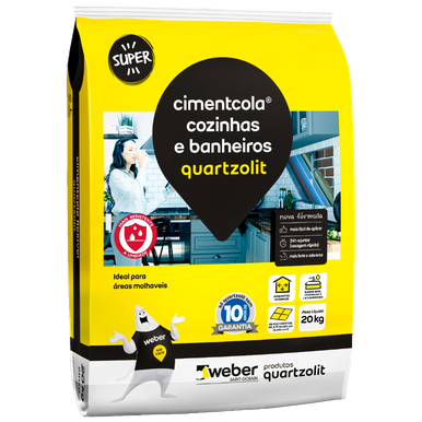 ARGAMASSA QUARTZOLIT COZINHAS E BANHEIROS 20 KG CINZA USO INTERNO